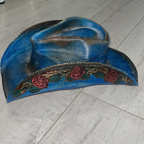 Blue Western Hat with Rose Accents main image 8